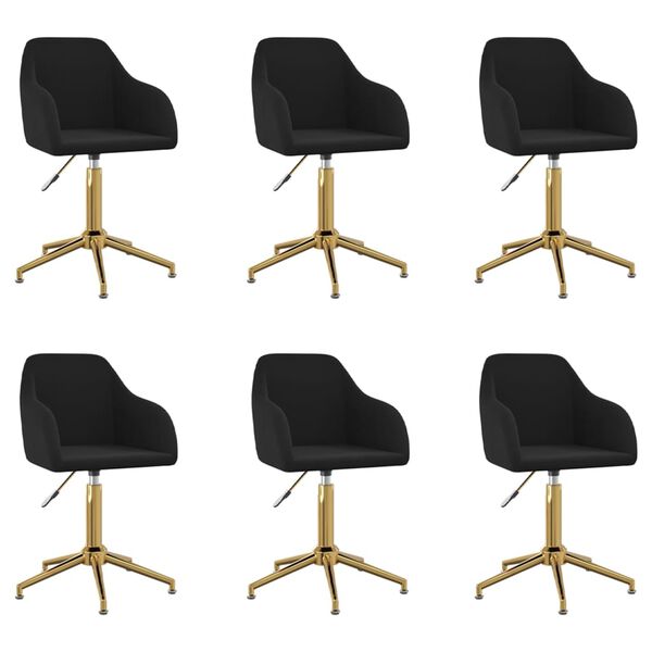 vidaXL Chaises pivotantes &agrave; manger lot de 6 noir velours