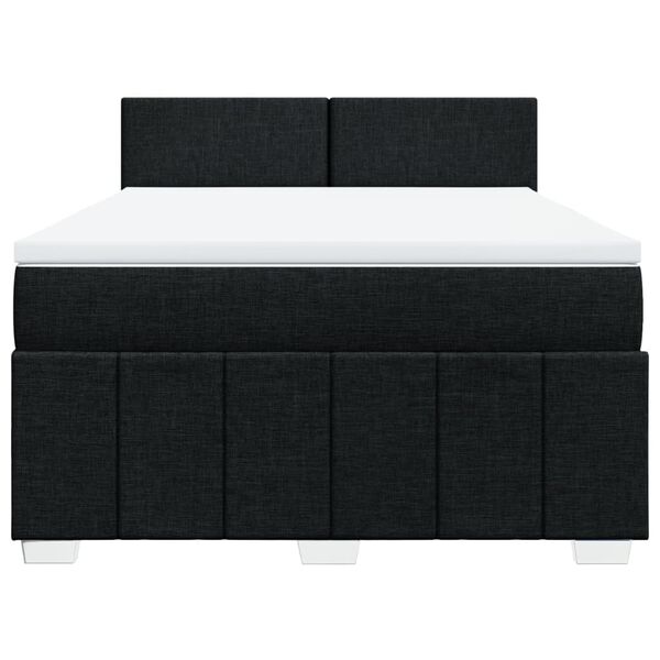 vidaXL Sommier &agrave; lattes de lit avec matelas Noir 140x190 cm Tissu