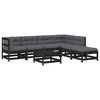 vidaXL Salon de jardin 7 pcs avec coussins noir bois massif