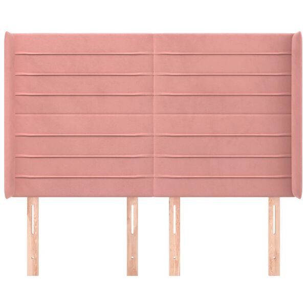vidaXL T&ecirc;te de lit avec oreilles Rose 147x16x118/128 cm Velours