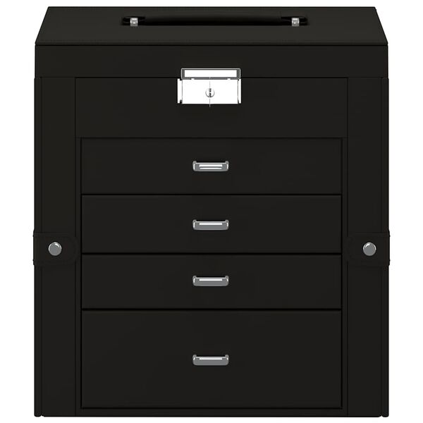 VidaXL Bo&icirc;te &agrave; bijoux 5 niveaux avec miroir verrouillable noir