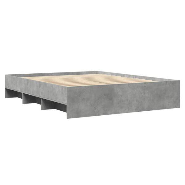 vidaXL Cadre de lit sans matelas gris b&eacute;ton 150x200 cm bois ing&eacute;nierie