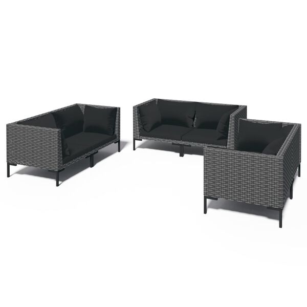 vidaXL Salon de jardin 6 pcs avec coussins Résine tressée Gris foncé