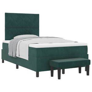 vidaXL Lit &agrave; ressorts avec matelas Vert fonc&eacute; 120 x 190 cm Velours