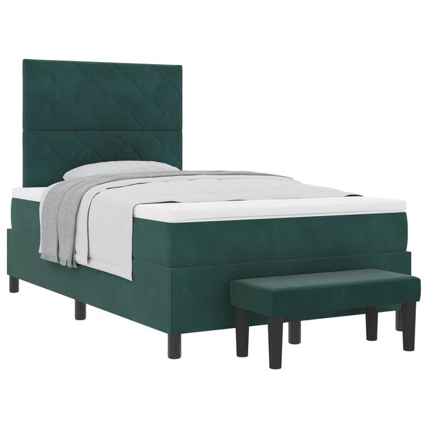 vidaXL Lit &agrave; ressorts avec matelas Vert fonc&eacute; 120 x 190 cm Velours