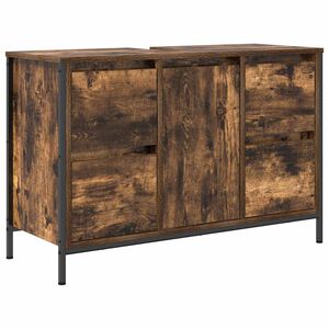 vidaXL Meuble sous-vasque avec tiroirs ch&ecirc;ne fum&eacute; 90x34,5x60 cm