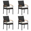 vidaXL Chaises de jardin avec coussin 4 pcs Noir et blanc cr&egrave;me