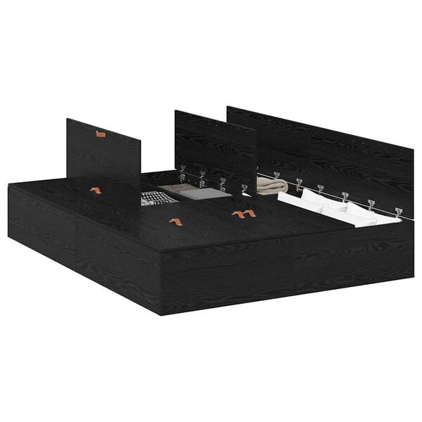 vidaXL Cadre de lit Chêne noir 140 x 200 cm Bois d'ingénierie