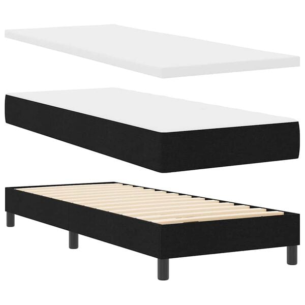 vidaXL Lit &agrave; ressorts avec matelas Noir 80 x 200 cm tissu