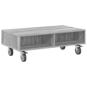 vidaXL Table d'appoint avec roues Gris Sonoma 90 x 50 x 30 cm