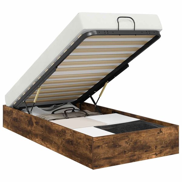 vidaXL Cadre de lit ottoman avec stockage Ch&ecirc;ne fum&eacute; 193 x 120 x 25 cm