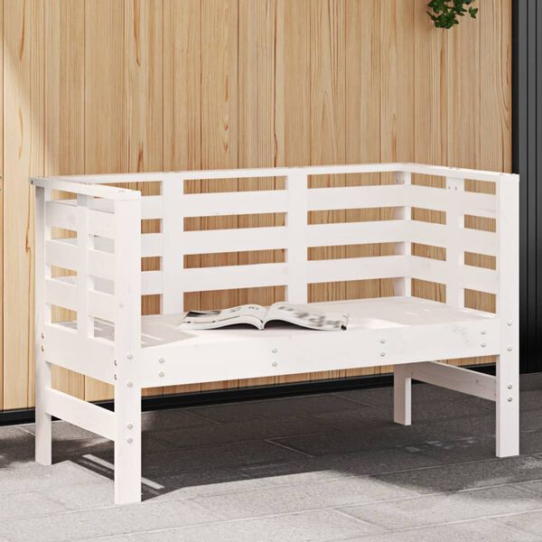 vidaXL Banc de jardin blanc 111,5x53x71 cm bois massif de pin
