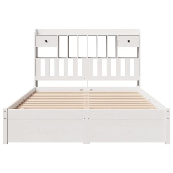 vidaXL Lit biblioth&egrave;que sans matelas blanc 140x190 cm bois pin massif
