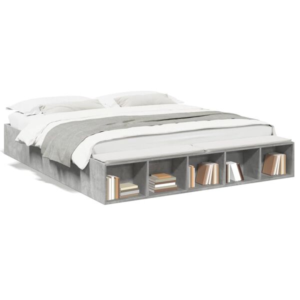 vidaXL Cadre de lit sans matelas gris b&eacute;ton 180x200 cm