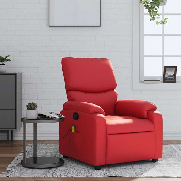 vidaXL Fauteuil de massage inclinable rouge similicuir