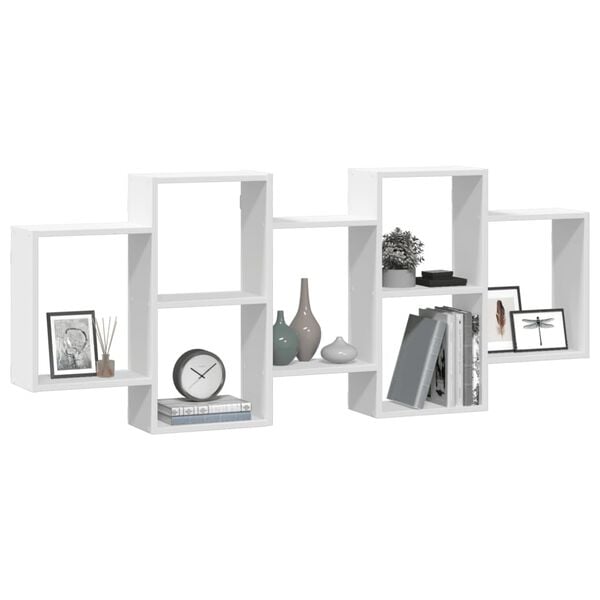 vidaXL Étagère murale blanc 159x18x65 cm bois d'ingénierie