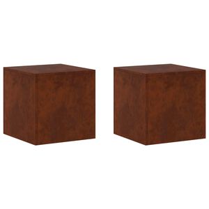 vidaXL Support de Plante 2 pcs Rouill&eacute; 40 x 40 x 40 cm Acier patin&eacute;