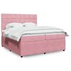 vidaXL Sommier &agrave; lattes de lit avec matelas Rose 200x200 cm Velours