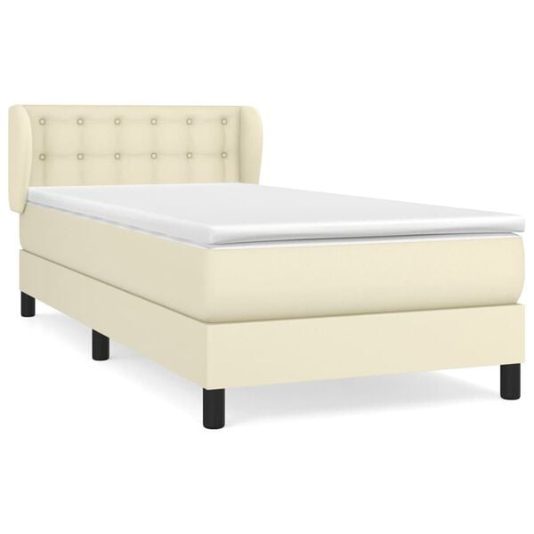 vidaXL Sommier &agrave; lattes de lit avec matelas Cr&egrave;me 80x200 cm Similicuir