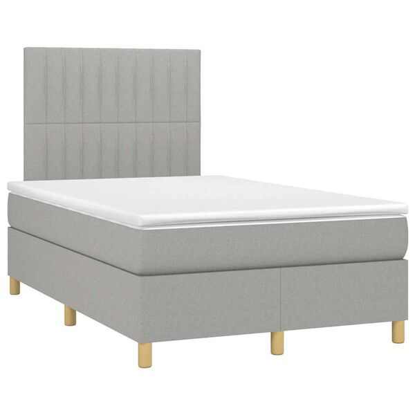 vidaXL Sommier &agrave; lattes de lit et matelas gris clair 120x190 cm tissu