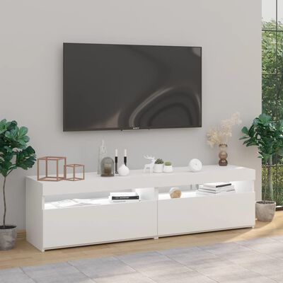 vidaXL Meubles TV 2 pcs avec lumières LED Blanc brillant 75x35x40 cm