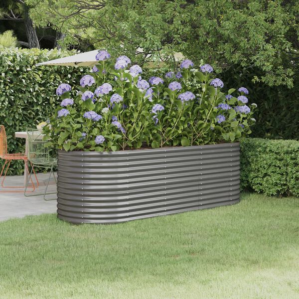 vidaXL Lit surélevé de jardin Acier galvanisé 224x80x68 cm gris