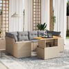 vidaXL Salon de jardin avec coussins 7 pcs beige r&eacute;sine tress&eacute;e