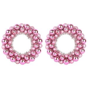 vidaXL Couronnes de Boules de No&euml;l 2 pc Rose 33 x 33 x 7 cm