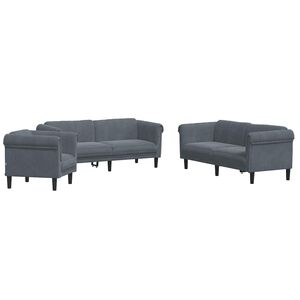 vidaXL Ensemble de canap&eacute;s 3 pcs gris fonc&eacute; velours
