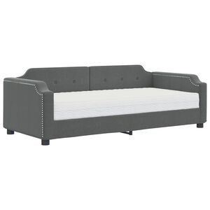 vidaXL Lit de jour avec matelas gris fonc&eacute; 80x200 cm tissu