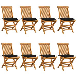 vidaXL Chaises pliantes avec coussins noirs 8 pcs teck massif