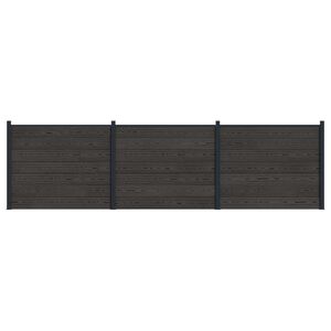vidaXL Panneau de cl&ocirc;ture 3 pcs WPC et Aluminium Noir