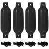 vidaXL Pare-choc de bateau 4 pcs noir &Oslash; 11x40 cm PVC
