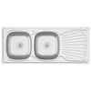 vidaXL &Eacute;vier de cuisine &agrave; double &eacute;vier argent&eacute; 1200x600x155 mm inox