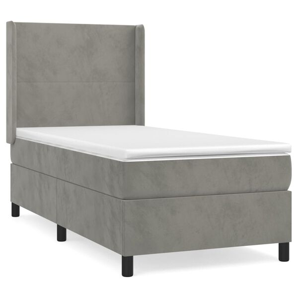 vidaXL Sommier &agrave; lattes de lit et matelas Gris clair 90x190 cm Velours