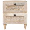 vidaXL Cabinet de chevet Beige 40 x 33 x 46 cm Bois d'acacia massif