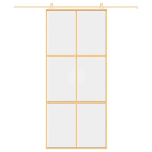 vidaXL Porte coulissante dor&eacute; 90x205 cm verre ESG clair et aluminium