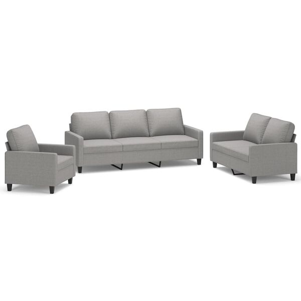 vidaXL Ensemble de canap&eacute;s 3 pcs avec coussins Gris clair Tissu
