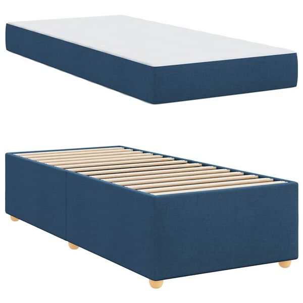 vidaXL Cadre de lit avec matelas Bleu 100 x 200 cm tissu