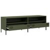 vidaXL Meuble TV vert olive 135x39x43,5 cm acier lamin&eacute; &agrave; froid