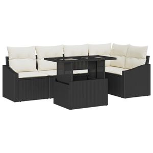 vidaXL Ensemble de canap&eacute; de jardin avec coussin 6 pcs Noir et Cr&egrave;me
