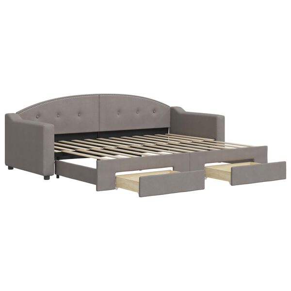 vidaXL Lit de jour avec gigogne et tiroirs sans matelas taupe 80x200cm