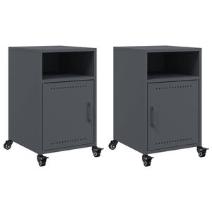 vidaXL Tables de chevet 2 pcs anthracite 36x39x59 cm acier