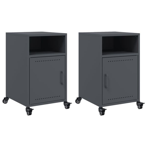 vidaXL Tables de chevet 2 pcs anthracite 36x39x59 cm acier