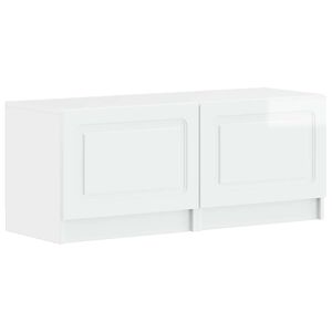 vidaXL Meuble TV Blanc brillant Bois d'ing&eacute;nierie