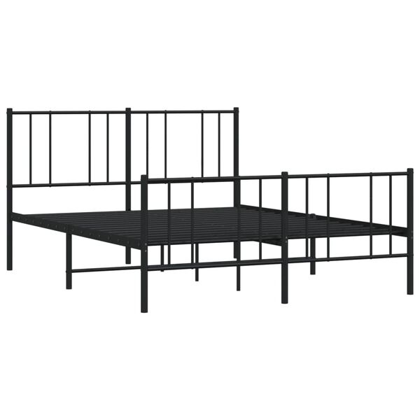 vidaXL Cadre de lit m&eacute;tal sans matelas avec pied de lit noir 160x200cm