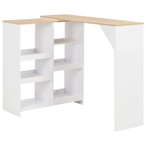 vidaXL Table de bar avec tablette amovible Blanc 138x39x110 cm