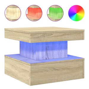 vidaXL Table basse avec lumi&egrave;res LED ch&ecirc;ne sonoma 50x50x40 cm