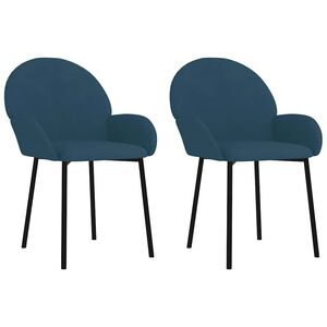 vidaXL Chaises &agrave; manger lot de 2 Bleu Velours