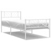 vidaXL Cadre de lit m&eacute;tal sans matelas avec pied de lit blanc 75x190cm
